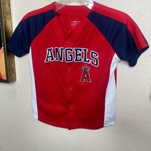 Angels Kids Red and Navy Button Down Shirt